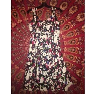 Floral WHBM fit and flare, lined dress.